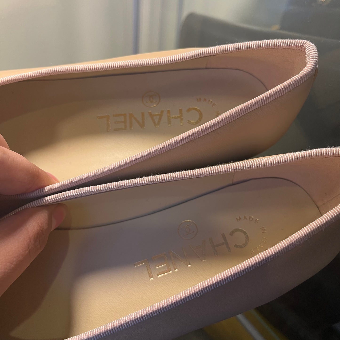 Chanel Ballet Nude/Black Captoe 35