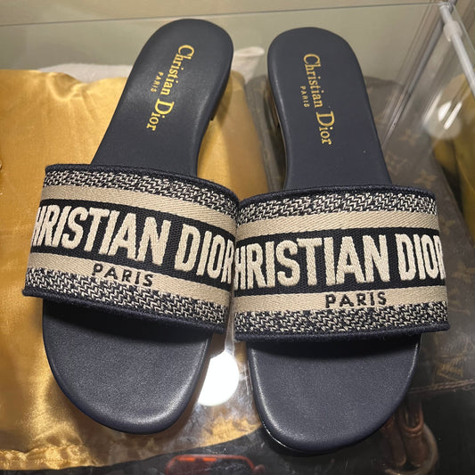 Christian Dior Dway Flats Navy Blue