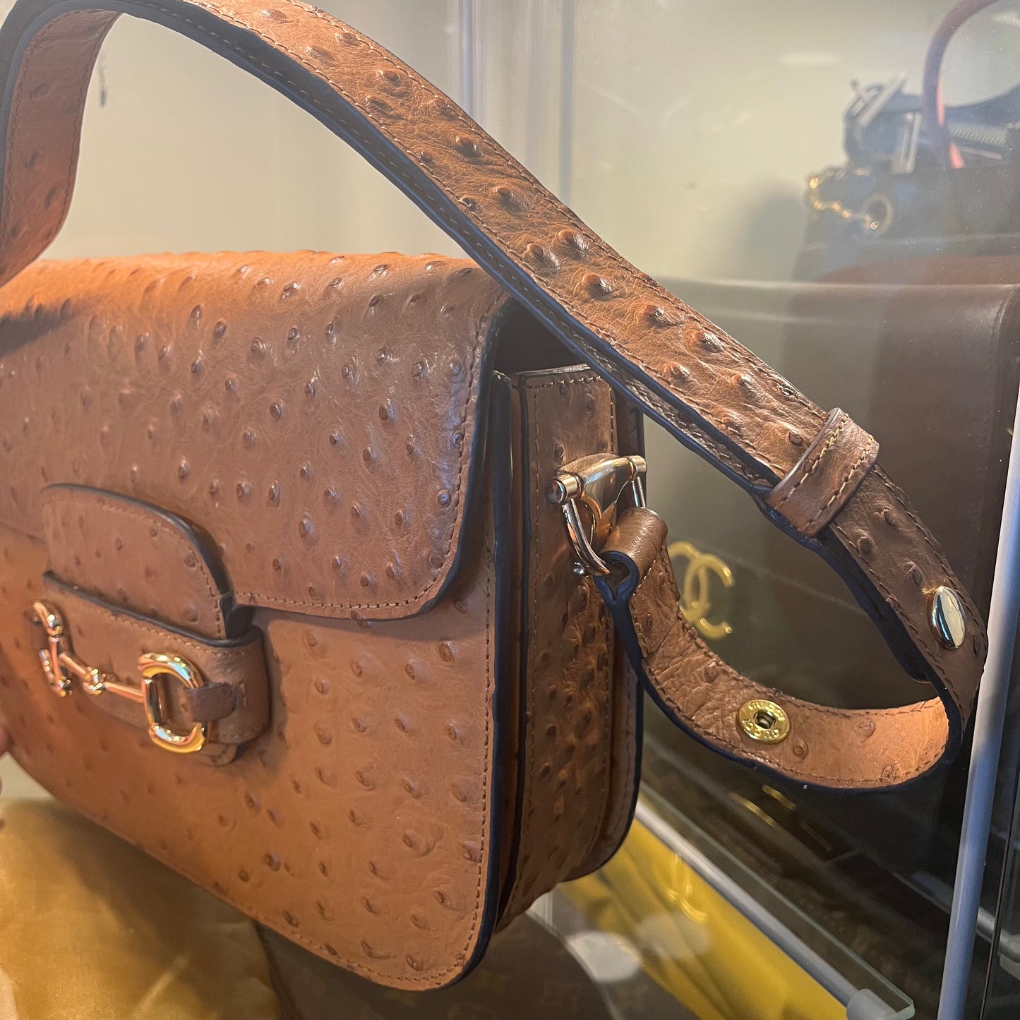Gucci Horsebit Ostrich Crossbody