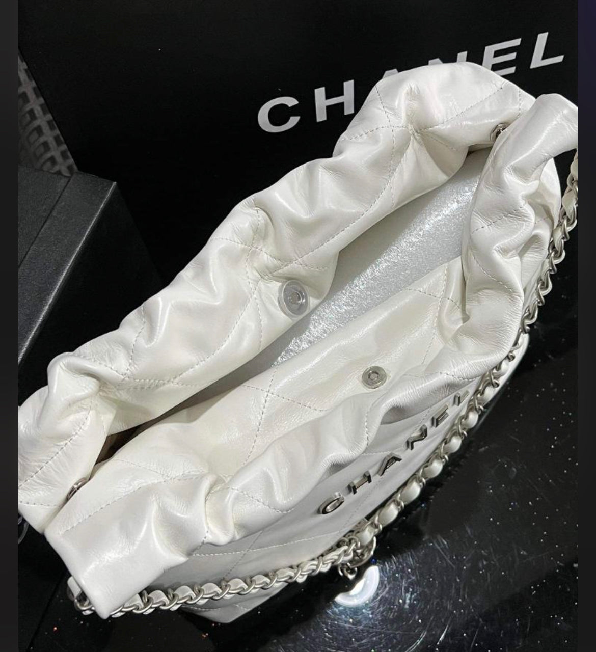 Chanel Quilted White Tote