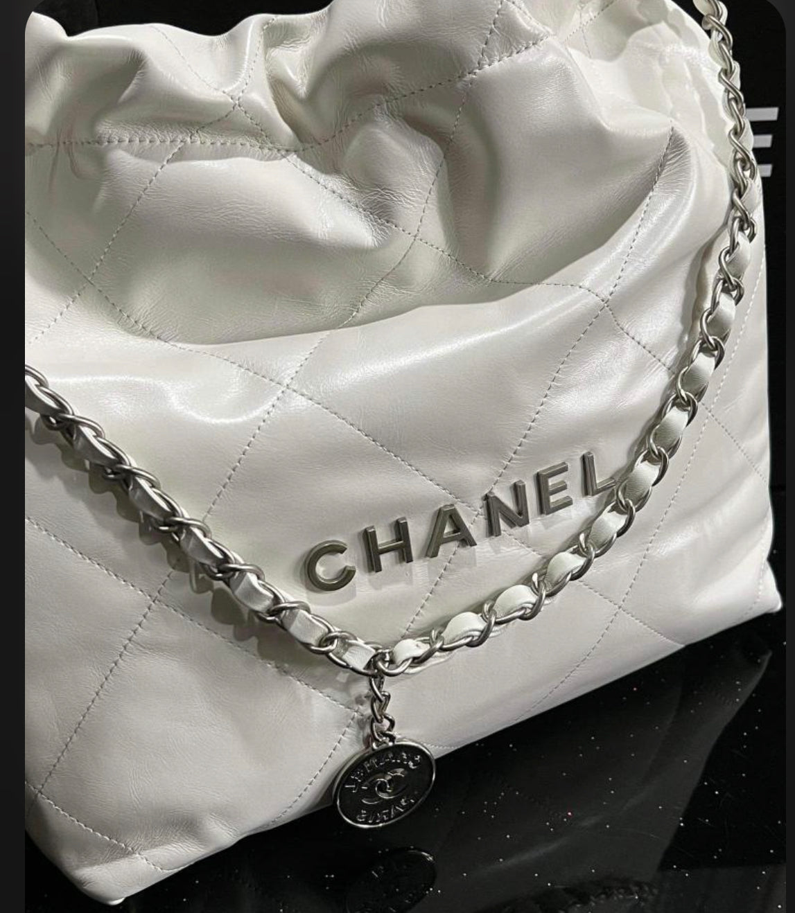 Chanel Quilted White Tote