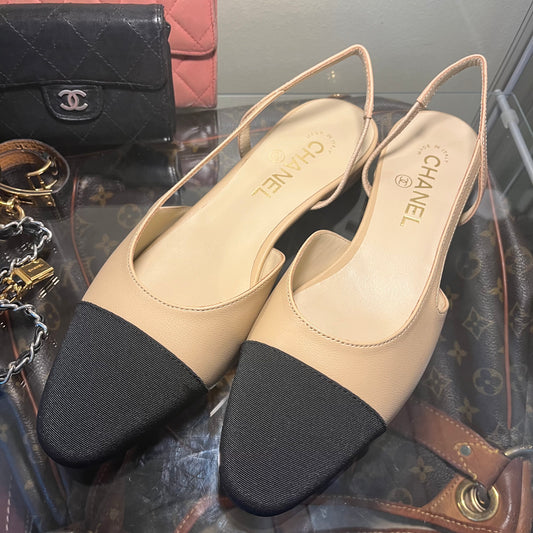 Chanel Slingback Nude/Black Captoe