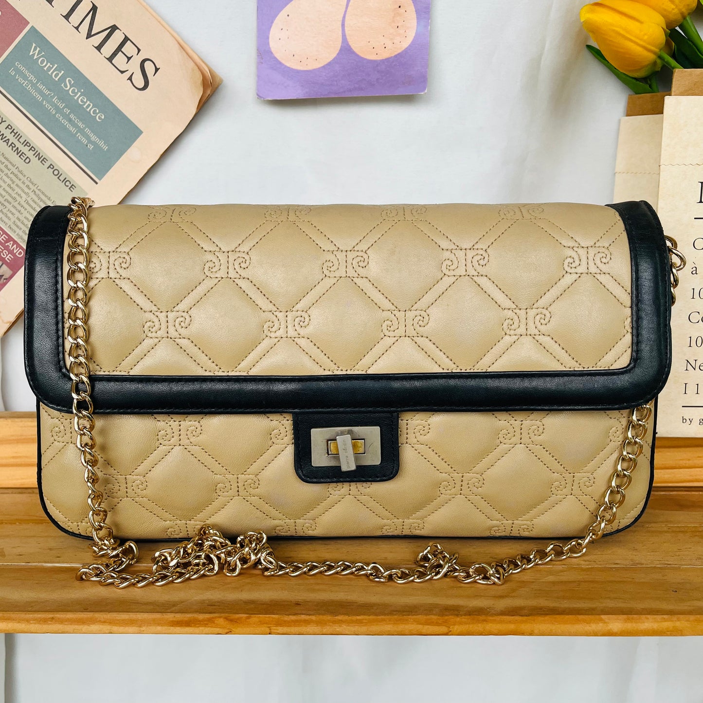 Pi3rre Cardin Quilted Chain Crossbody