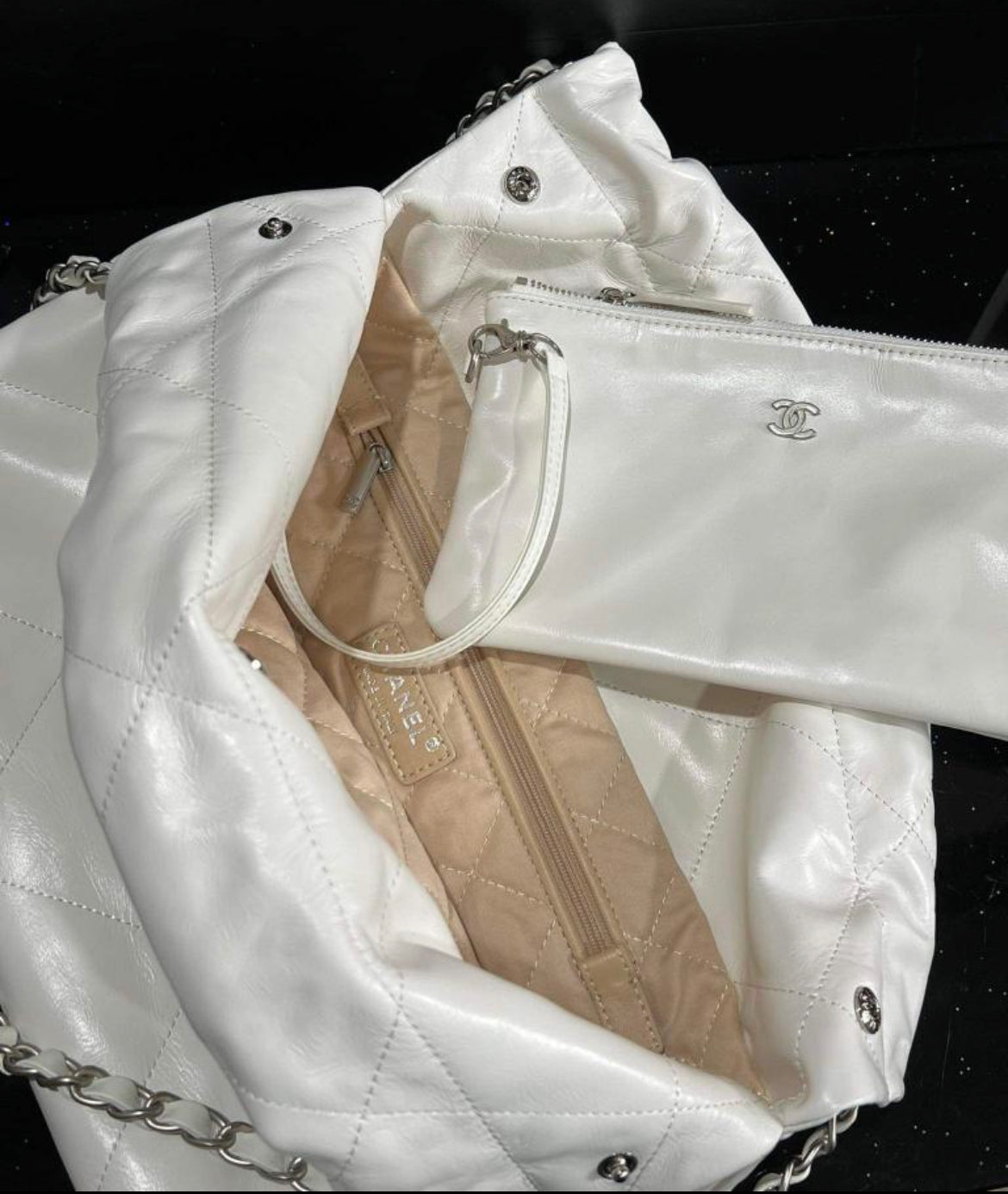 Chanel Quilted White Tote