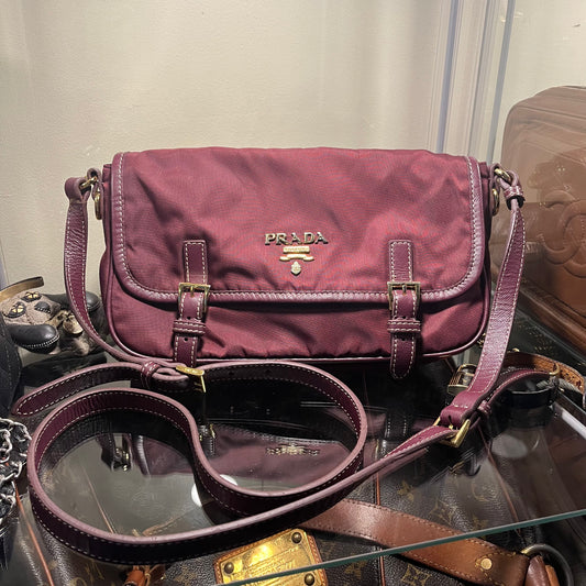 Prada Maroon Tessuto Crossbody