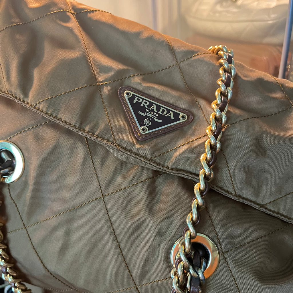 Prada Quilted Chain Milk Tea