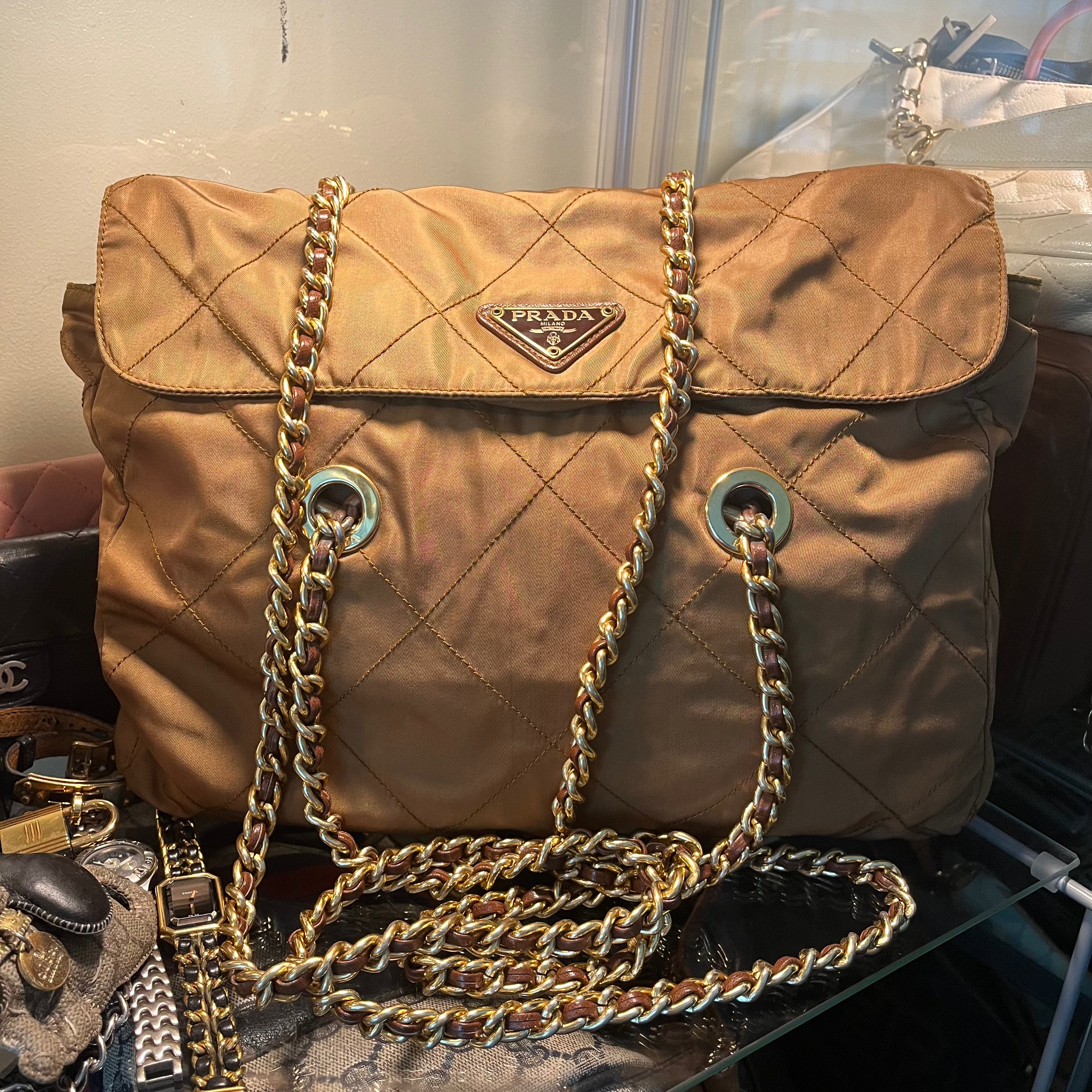 Prada Quilted Chain Milk Tea