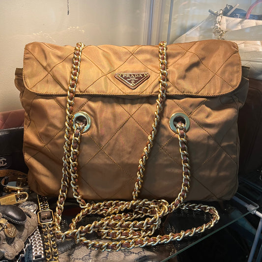 Prada Quilted Chain Milk Tea