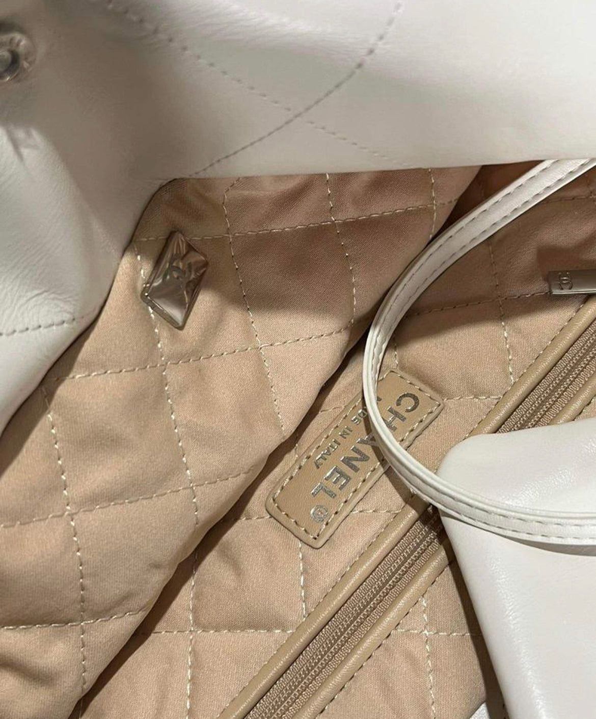 Chanel Quilted White Tote