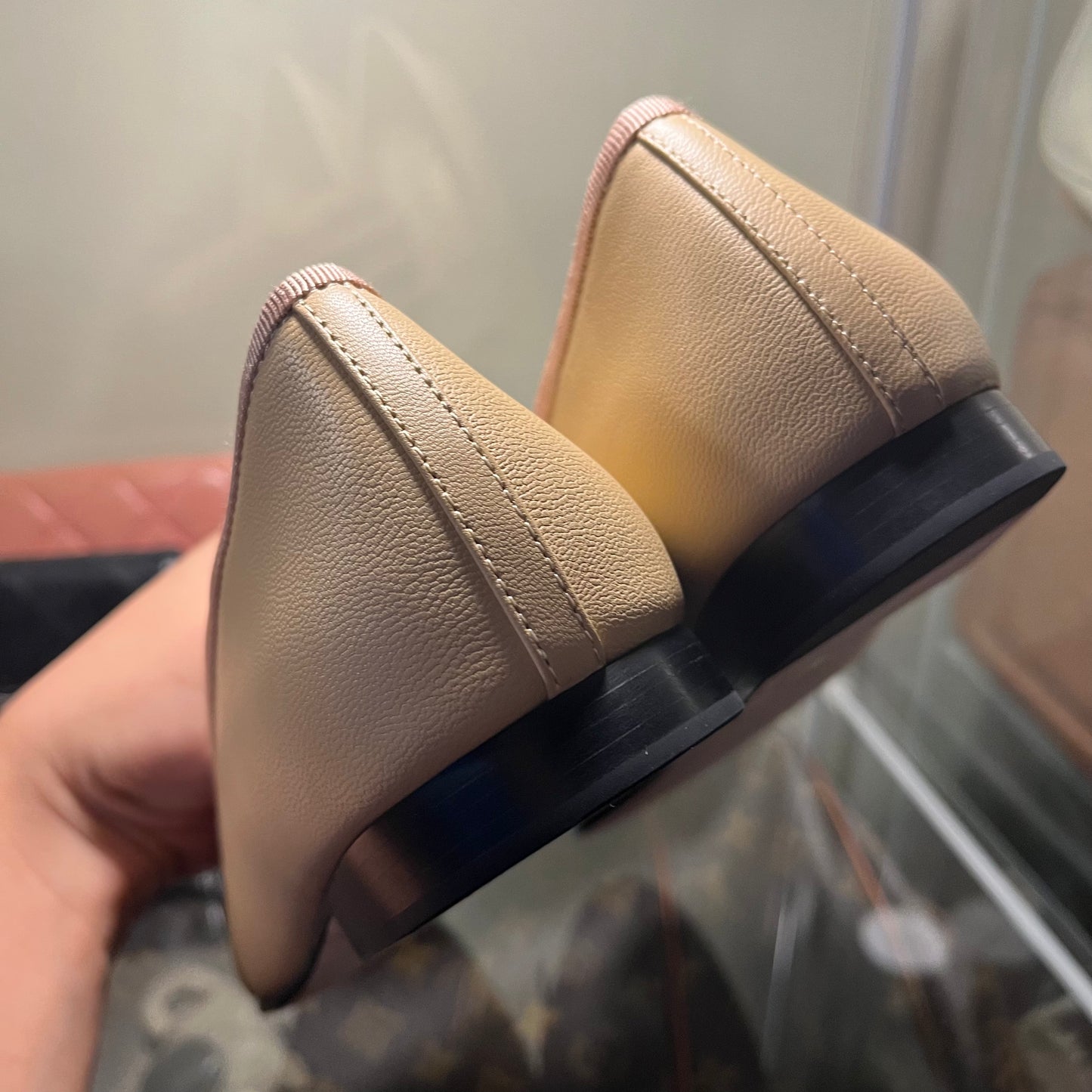 Chanel Ballet Nude/Black Captoe 36